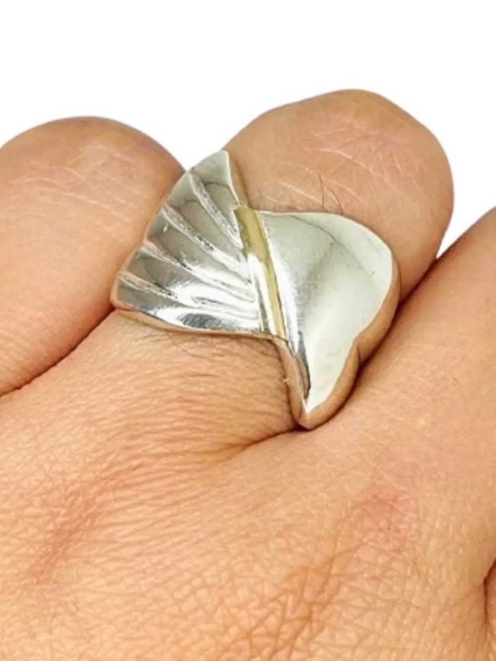 Vintage Sterling Silver 925 Ridged Dome Ring Size 7
